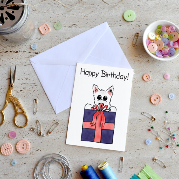 Westie Alf Present Birthday Card