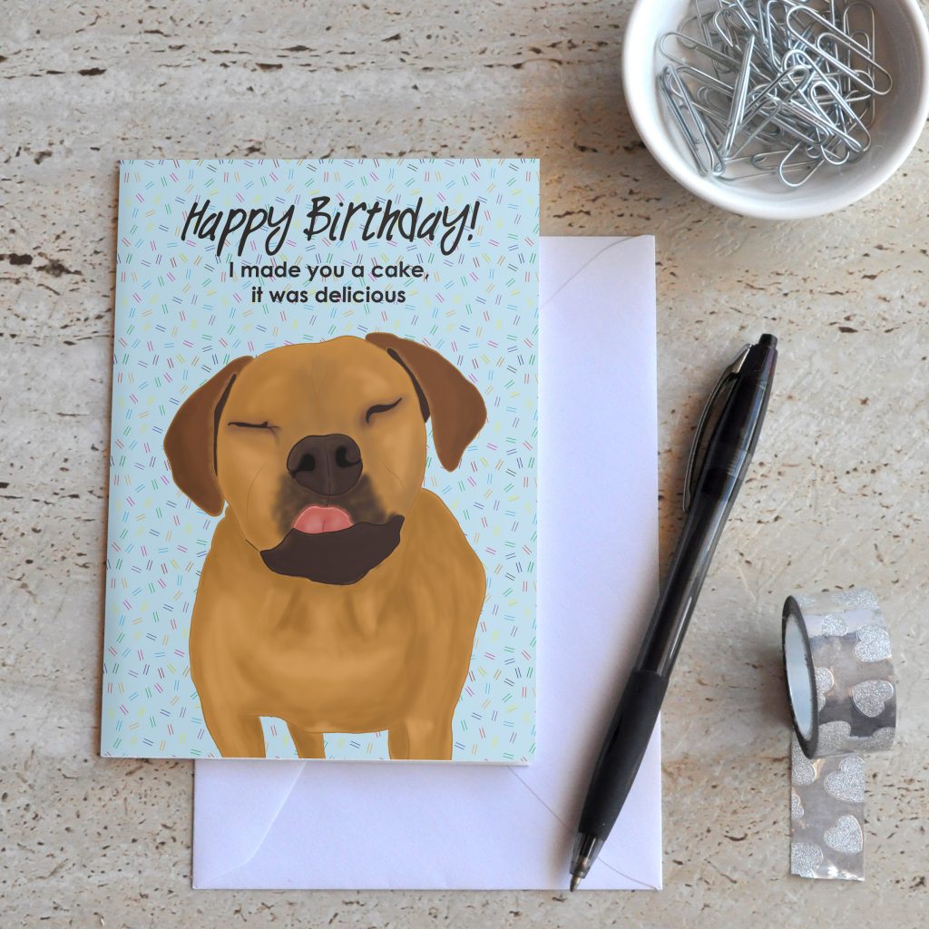 Mastiff Card - Birthday Cake - Creative Wright