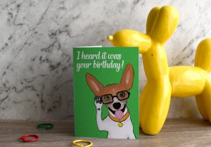 Jack Russell Dog Card with Balloon Dog