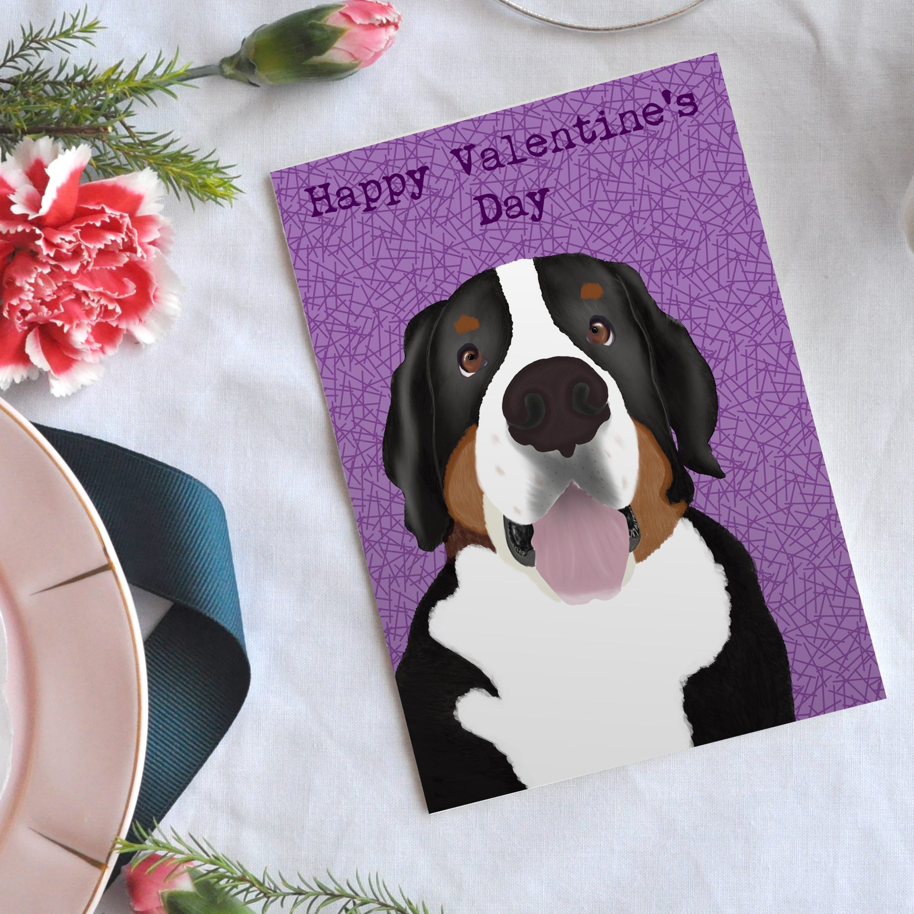 Bernese Mountain Dog Herman Valentines Card Creative Wright