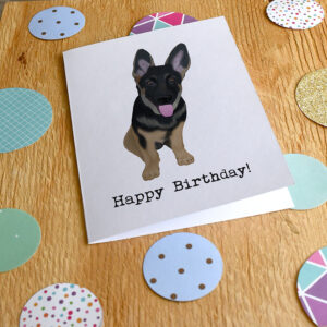 German Shepherd Ren Birthday Card