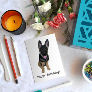 German Shepherd Ren Birthday Card 3