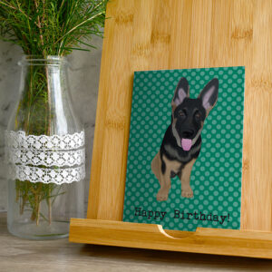 German Shepherd Ren Birthday Card Teal 2