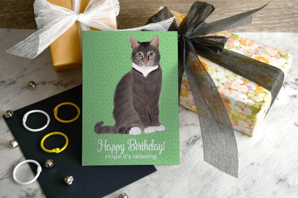 Cat moggy Oliver birthday card