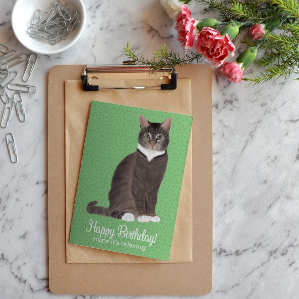 Moggy cat Oliver birthday card