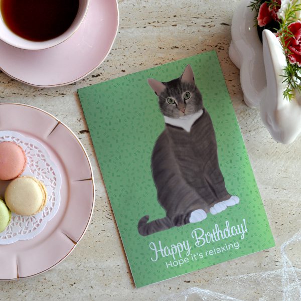 Moggy cat Oliver birthday card