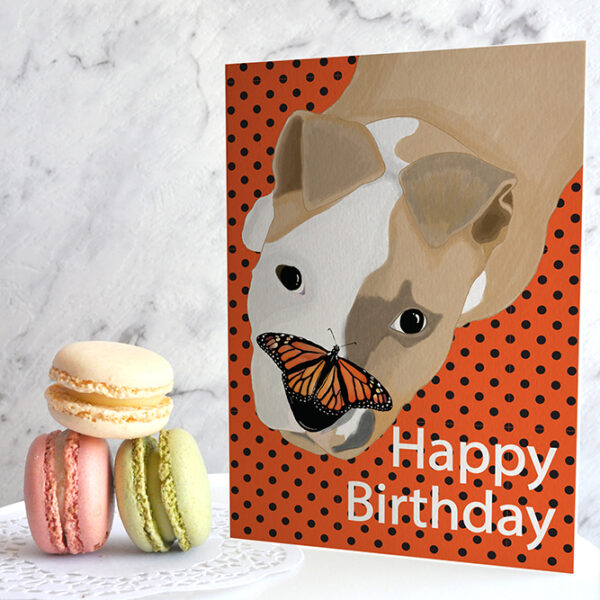 Staffy Lola Butterfly Birthday Card 3