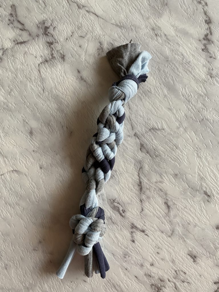 Knotted recycled dog toy